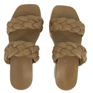 Bernardo Tan Braided Strap Slide On Sandals